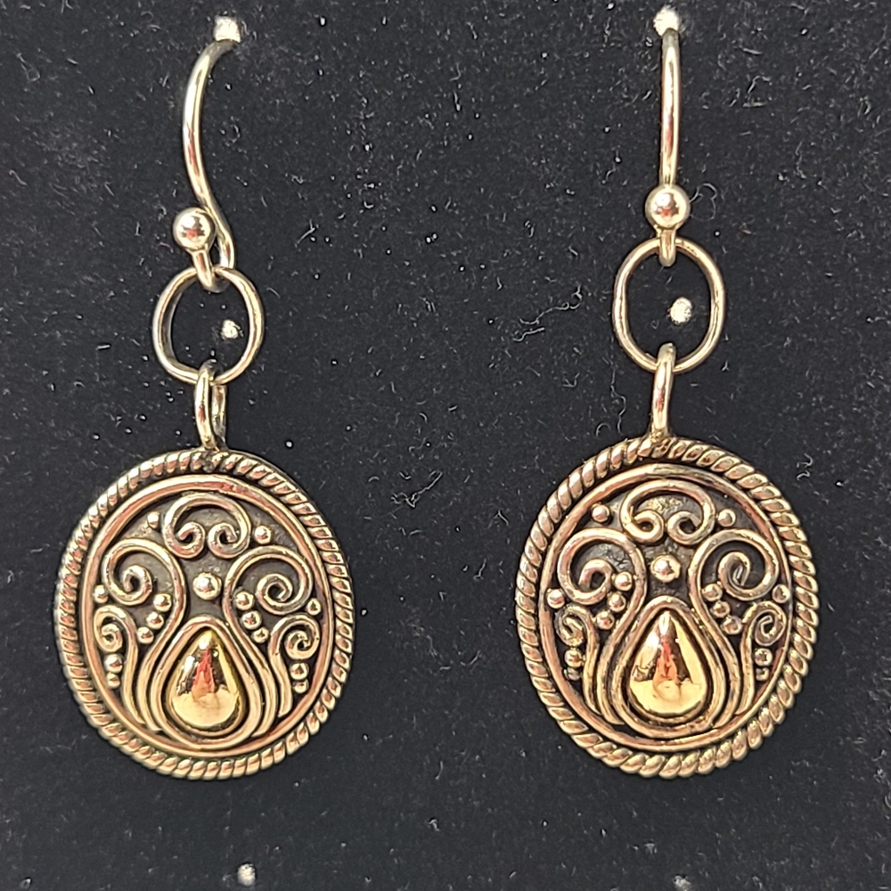 BA (Bali) Sterling Silver and 18k Gold Earrings